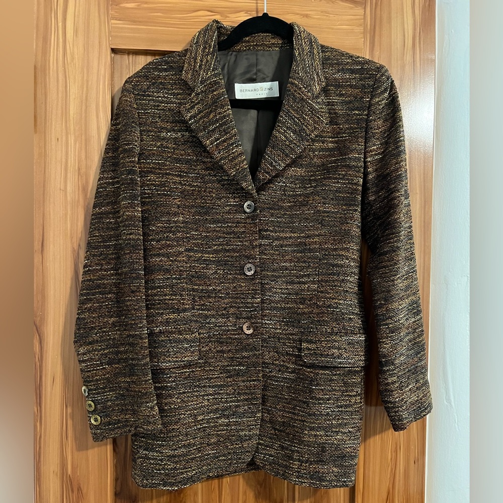 Vintage Bernard Zins Paris Tweed Blazer Size 6